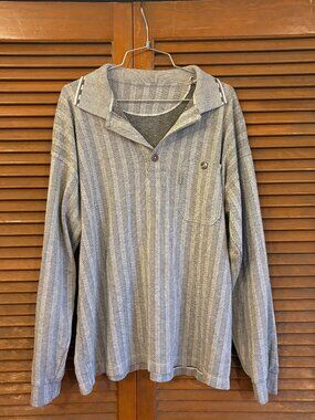 Gray Stripe Oversize Grandpa Pullover Sweater